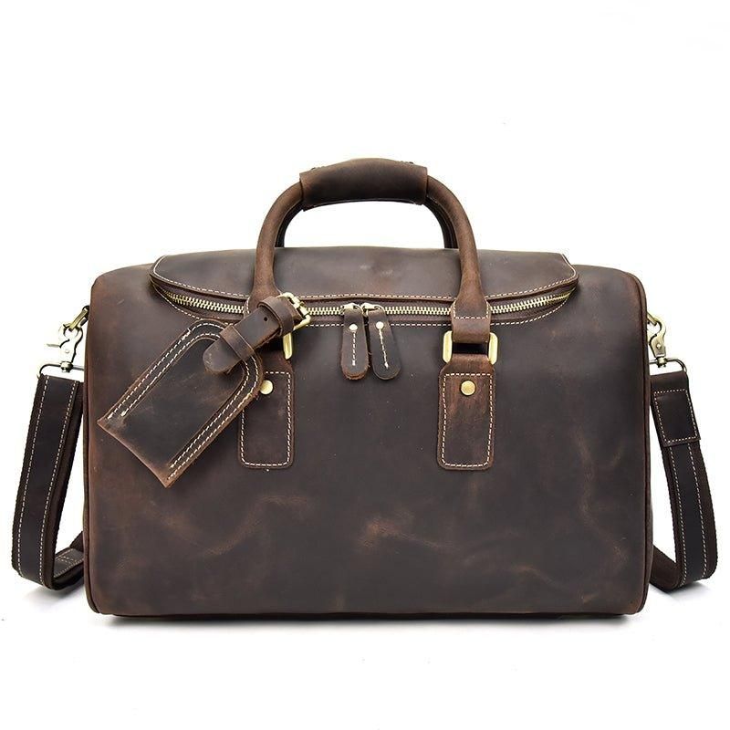 Crazy Horse Leather Vintage Bagasje Duffle Bag