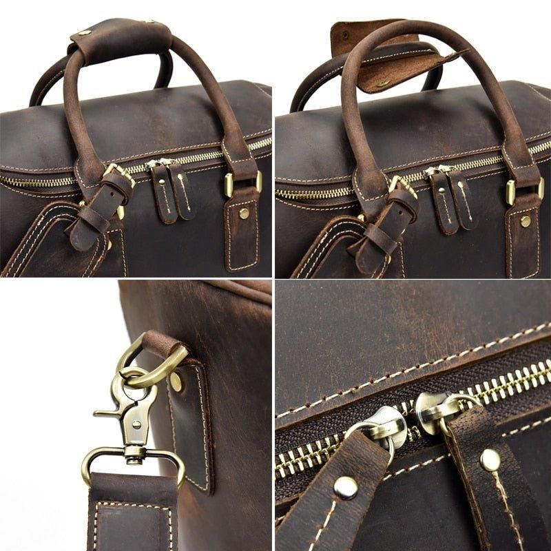 Crazy Horse Leather Vintage Bagasje Duffle Bag