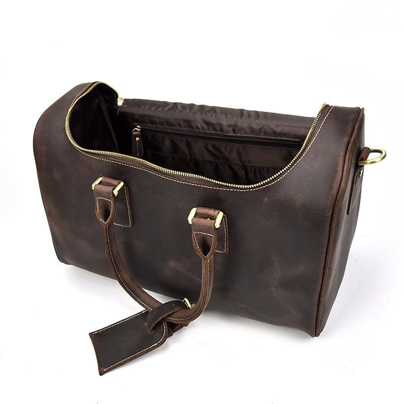 Crazy Horse Leather Vintage Bagasje Duffle Bag
