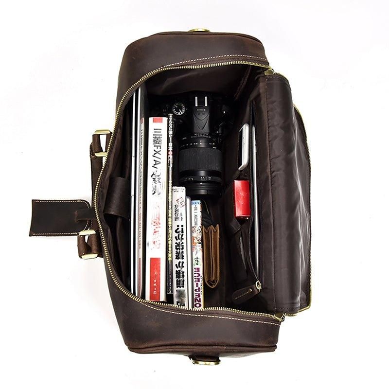 Crazy Horse Leather Vintage Bagasje Duffle Bag