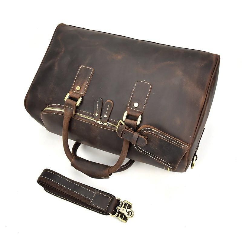 Crazy Horse Leather Vintage Bagasje Duffle Bag
