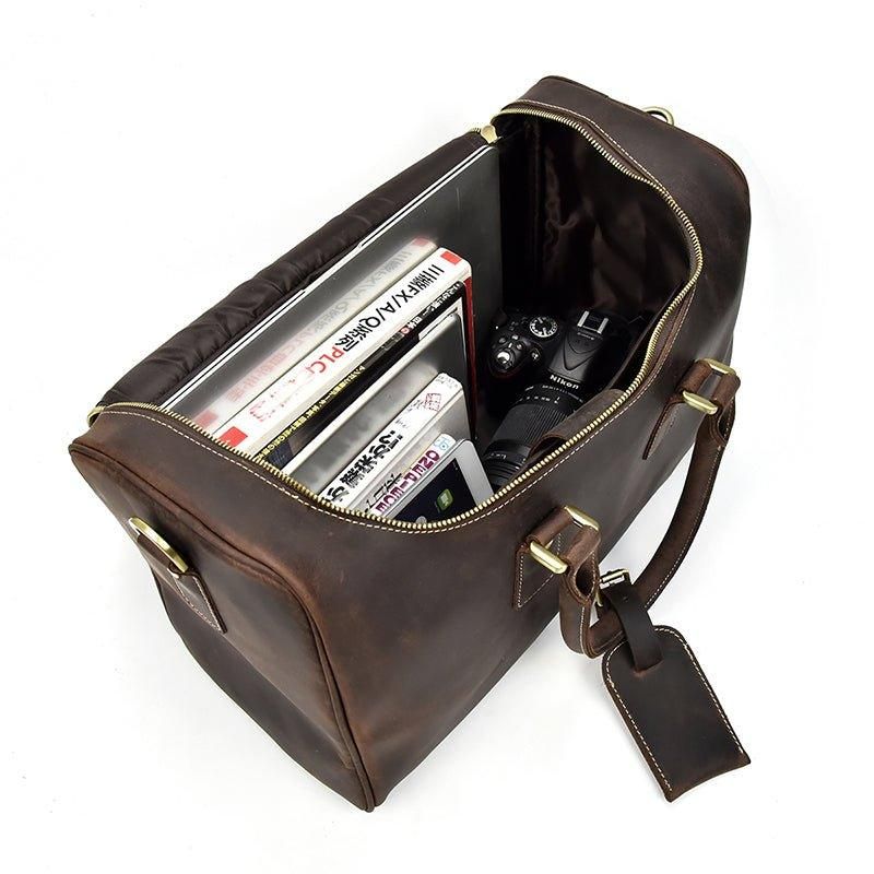 Crazy Horse Leather Vintage Bagasje Duffle Bag