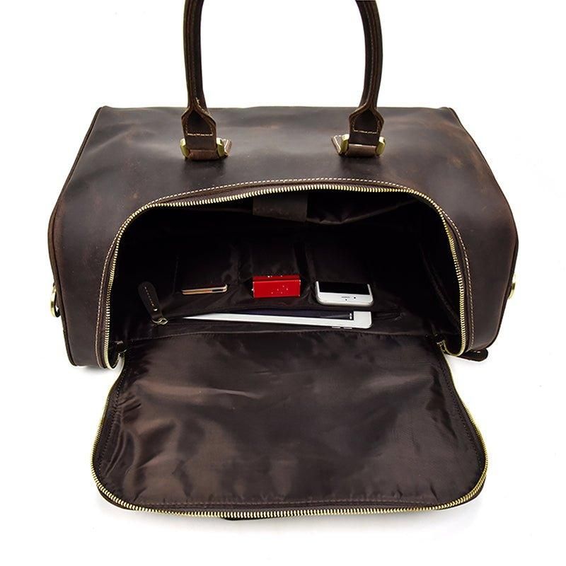 Crazy Horse Leather Vintage Bagasje Duffle Bag