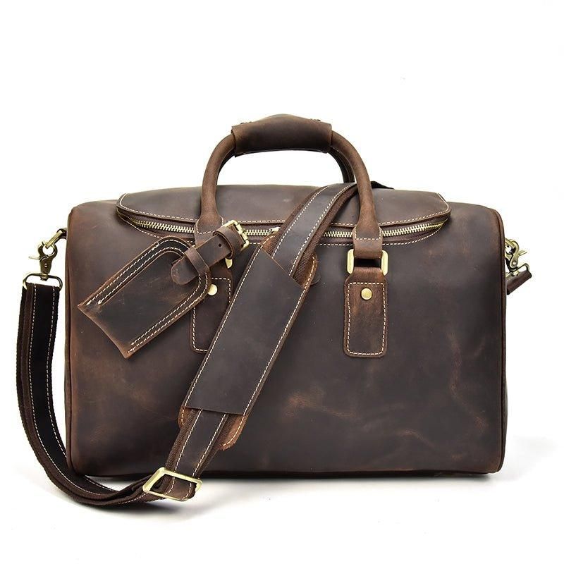 Crazy Horse Leather Vintage Bagasje Duffle Bag