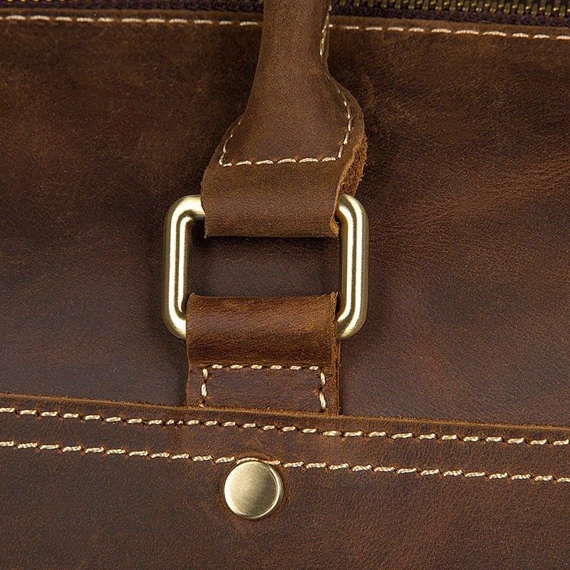 Crazy Horse Leather Weekend Bag Herre Stor Brun
