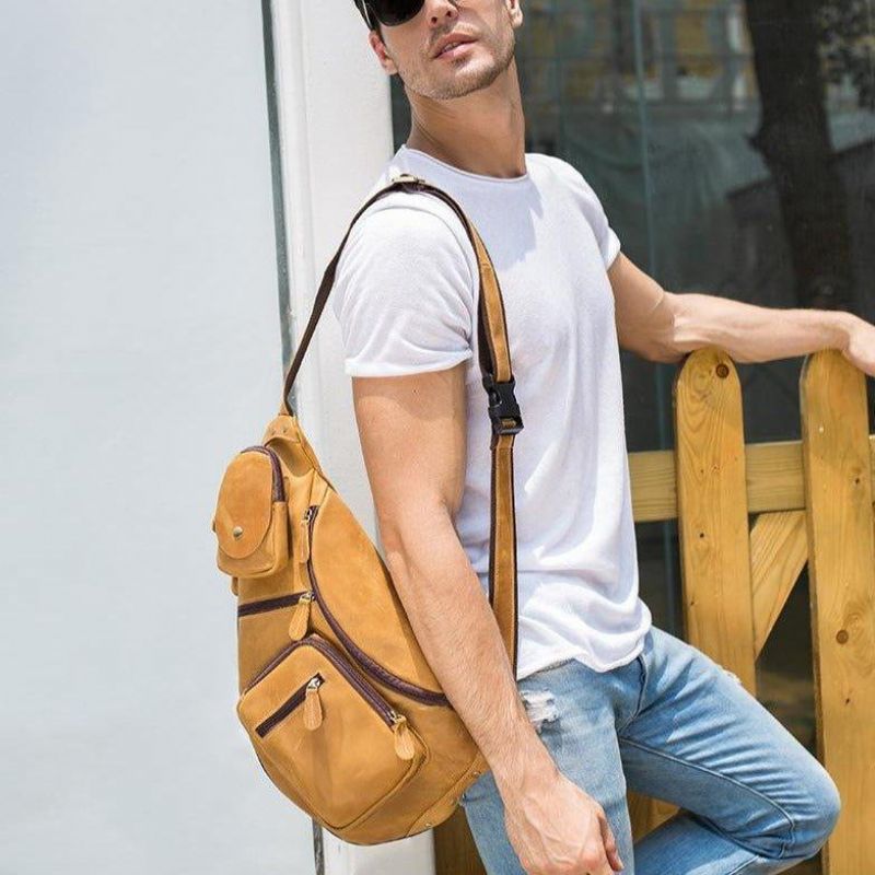 Crossbody-slyngeveske For Menn Vintage