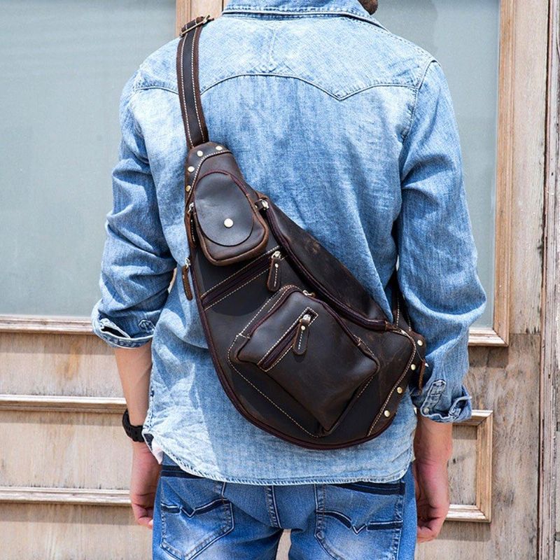 Crossbody-slyngeveske For Menn Vintage