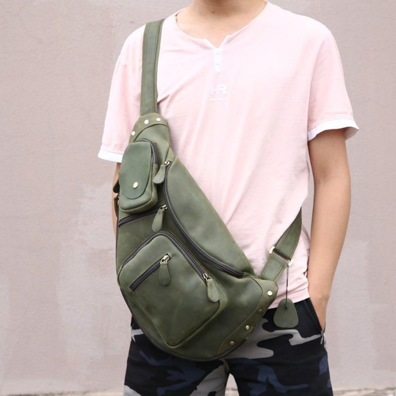 Crossbody-slyngeveske For Menn Vintage