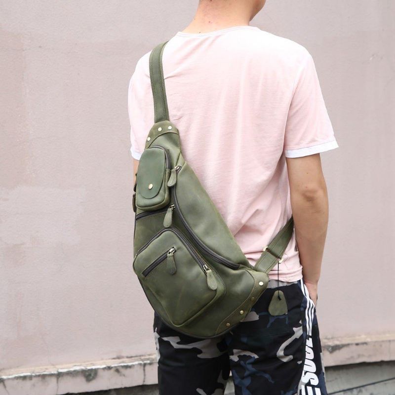 Crossbody-slyngeveske For Menn Vintage