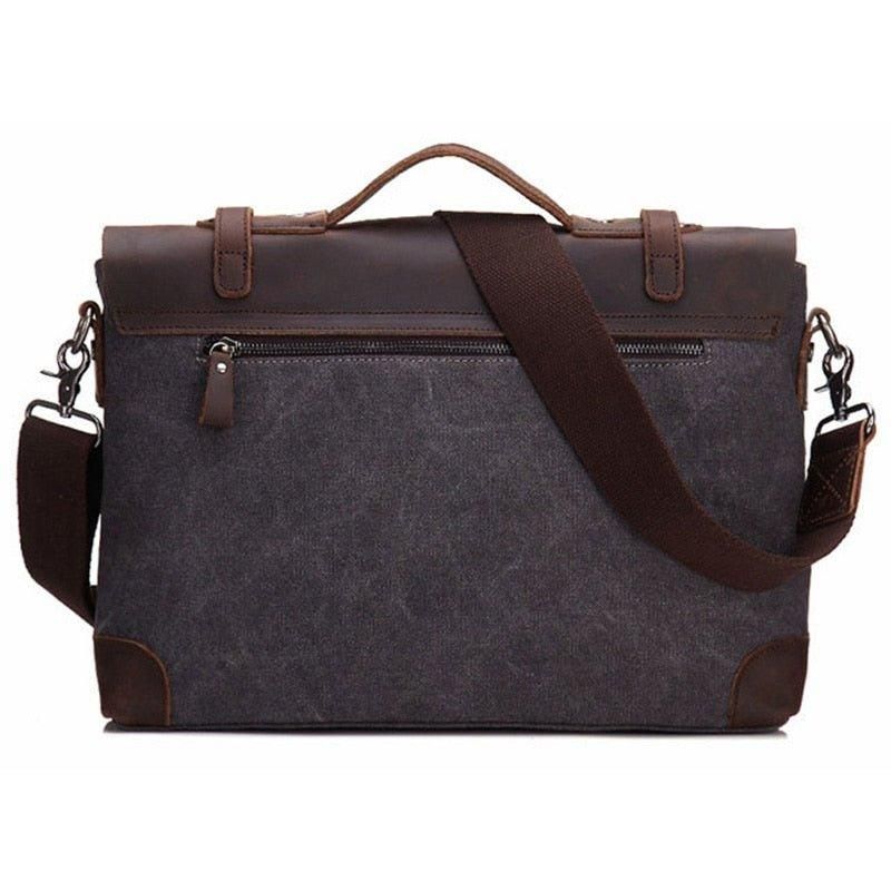 Laptop Messenger Vesker Herre Skinn Og Lerret