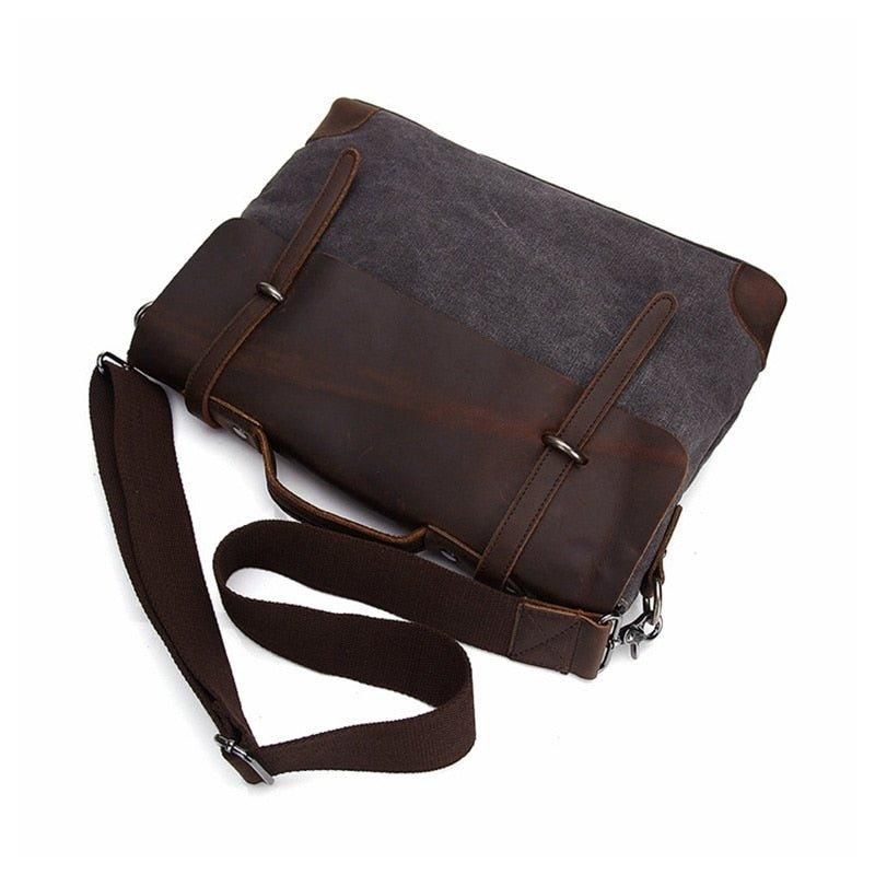 Laptop Messenger Vesker Herre Skinn Og Lerret