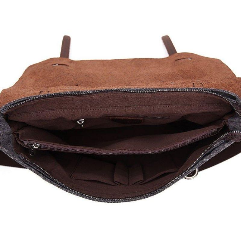 Laptop Messenger Vesker Herre Skinn Og Lerret