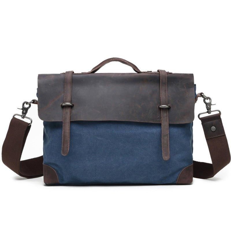 Laptop Messenger Vesker Herre Skinn Og Lerret