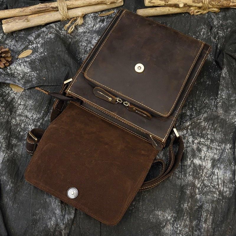 Liten Messenger Bag Crossbody Skinn For Menn