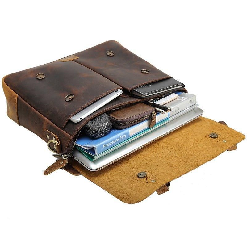 Skinnveske For Menn Laptop 14 Tommer Brun