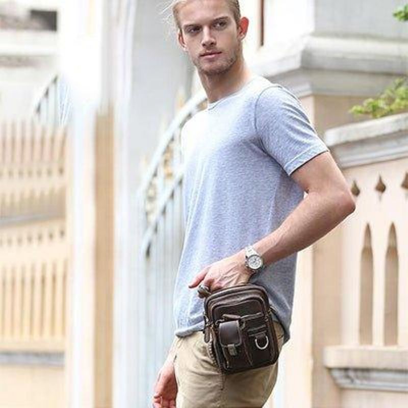 Vintage Crossbody Skulderveske For Menn
