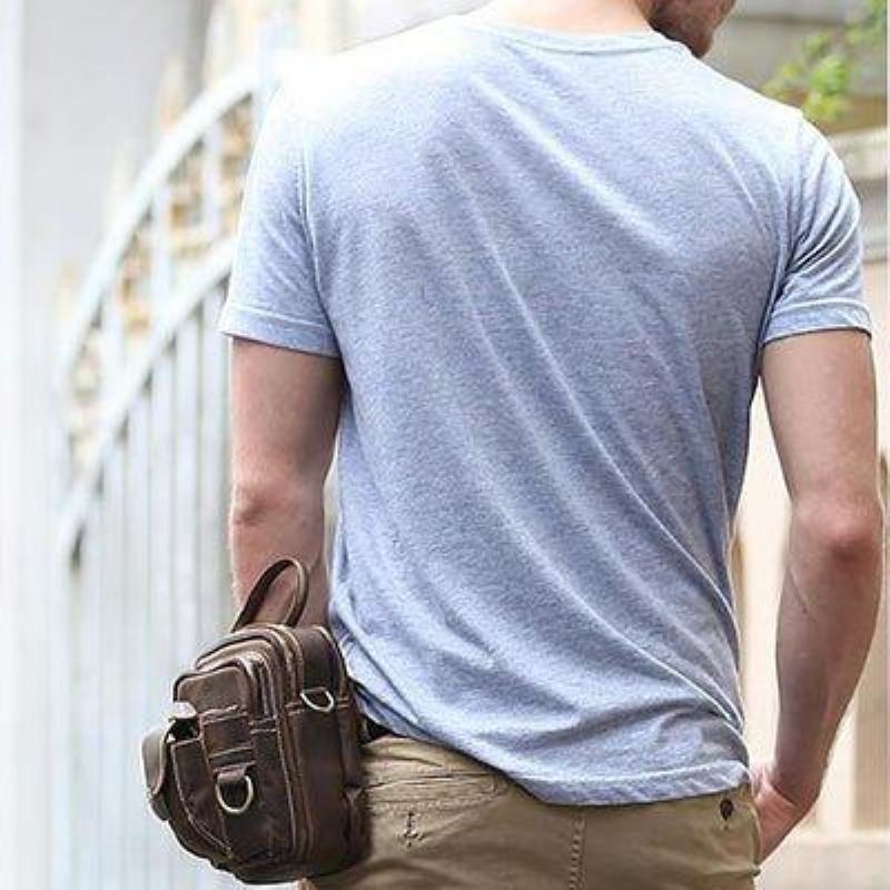 Vintage Crossbody Skulderveske For Menn