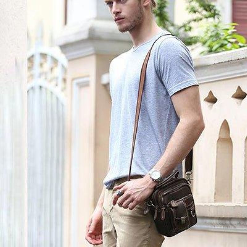 Vintage Crossbody Skulderveske For Menn