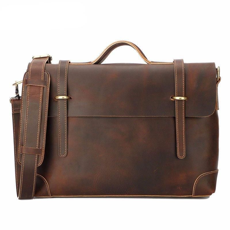 Vintage Lær Messenger Bag For Menn 14-tommers Bærbar Pc
