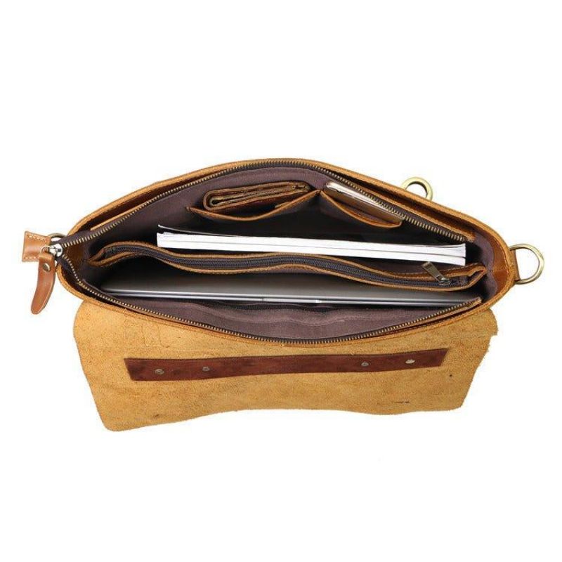 Vintage Lær Messenger Bag For Menn 14-tommers Bærbar Pc