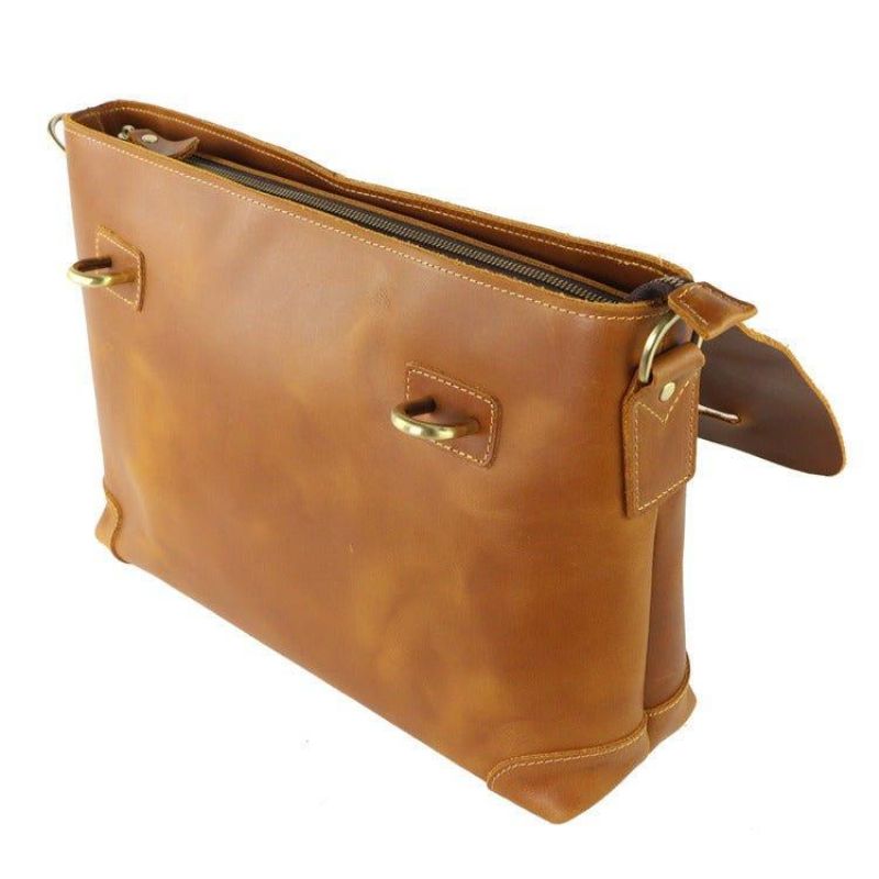 Vintage Lær Messenger Bag For Menn 14-tommers Bærbar Pc