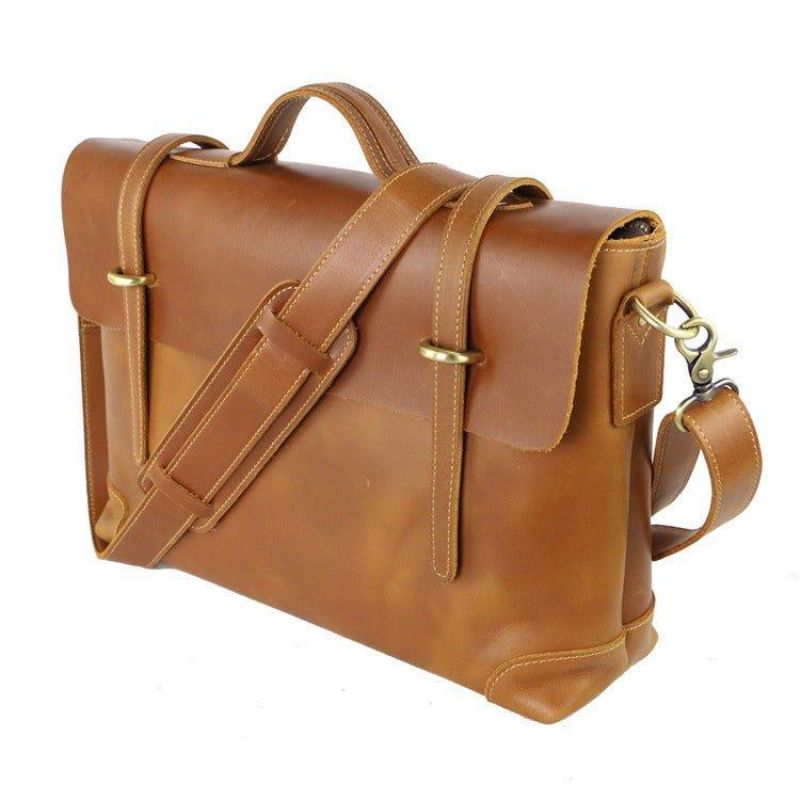 Vintage Lær Messenger Bag For Menn 14-tommers Bærbar Pc