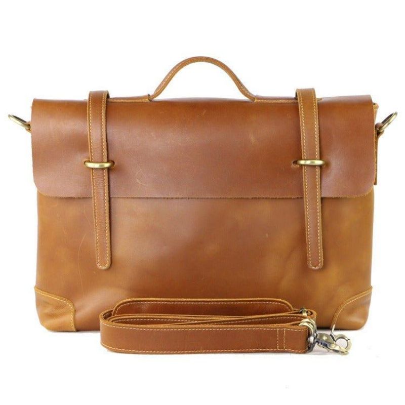 Vintage Lær Messenger Bag For Menn 14-tommers Bærbar Pc