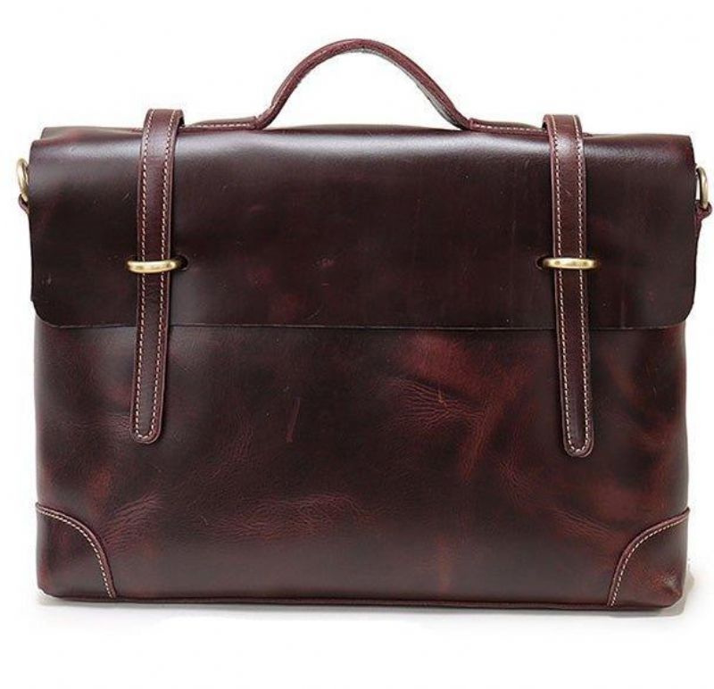 Vintage Lær Messenger Bag For Menn 14-tommers Bærbar Pc