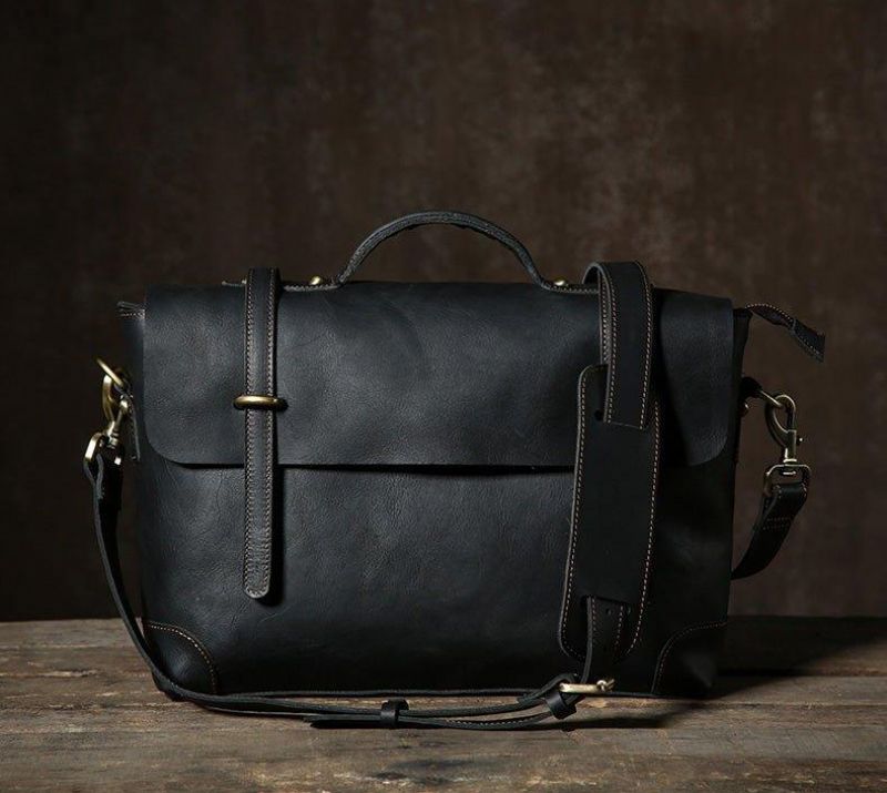 Vintage Lær Messenger Bag For Menn 14-tommers Bærbar Pc
