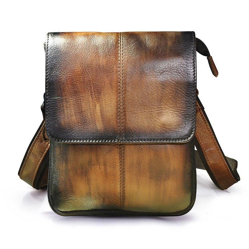 Vintage Liten Messenger Bag I Ekte Skinn