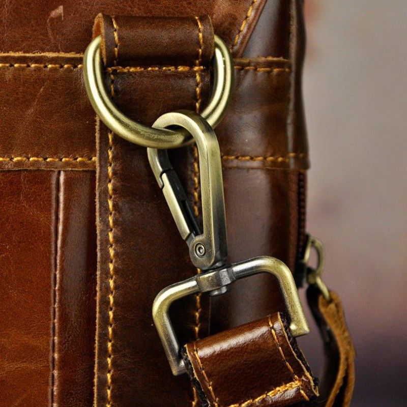 Vintage Liten Messenger Bag I Ekte Skinn