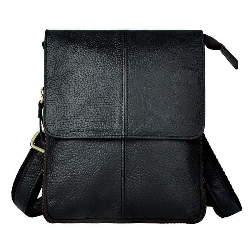 Vintage Liten Messenger Bag I Ekte Skinn