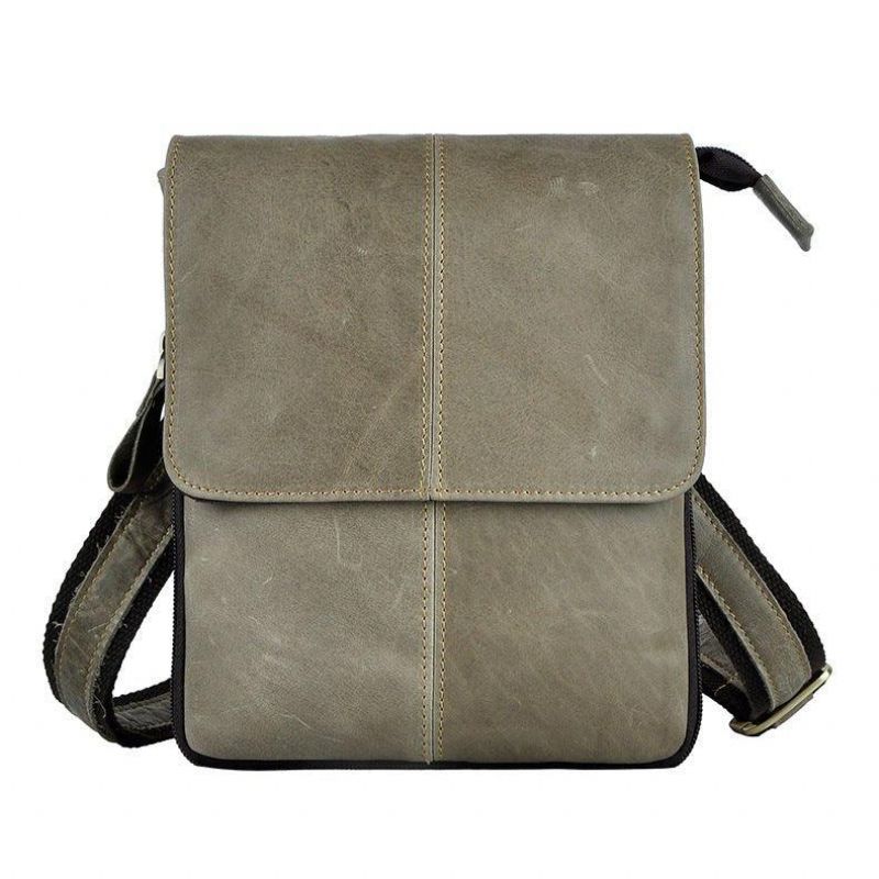 Vintage Liten Messenger Bag I Ekte Skinn