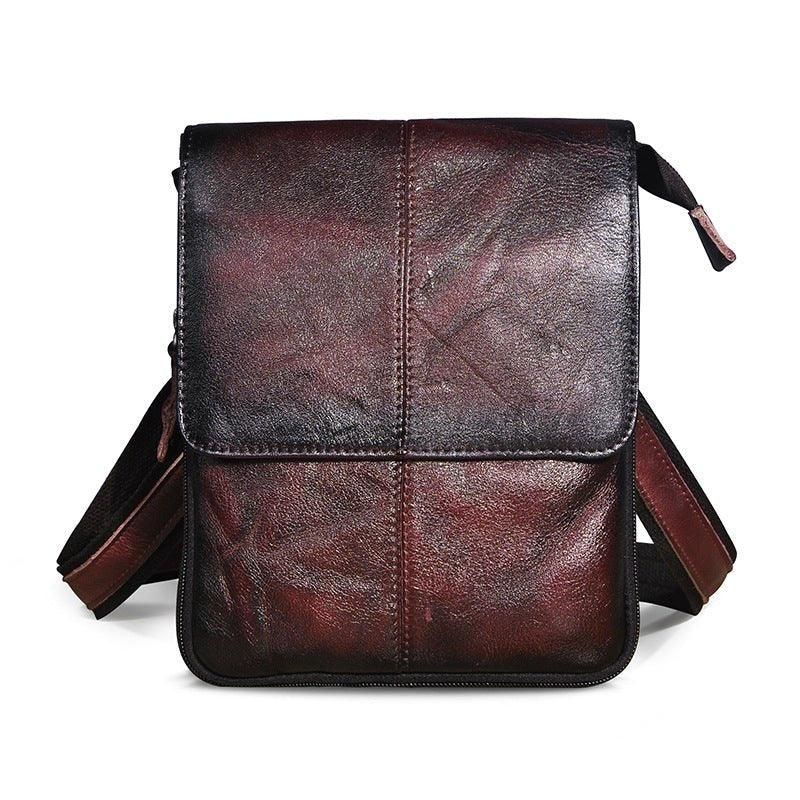 Vintage Liten Messenger Bag I Ekte Skinn
