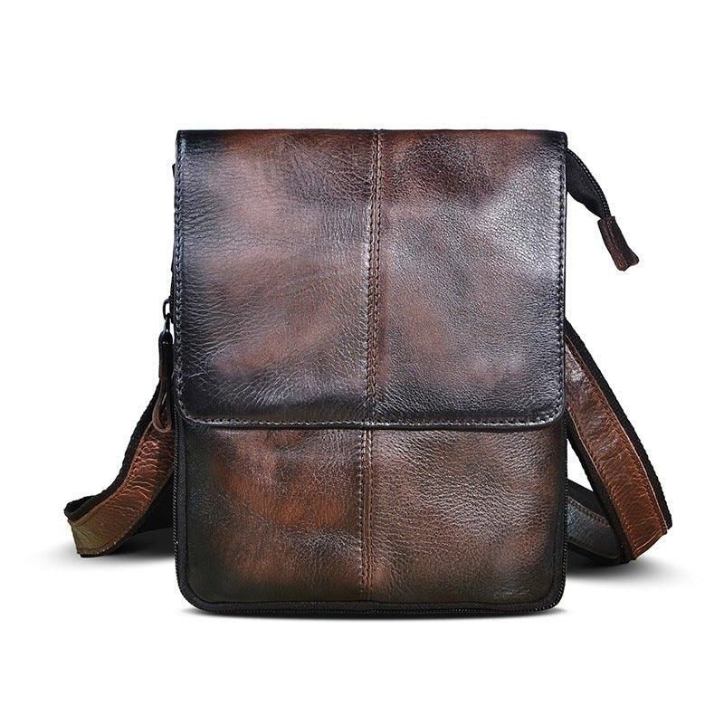Vintage Liten Messenger Bag I Ekte Skinn